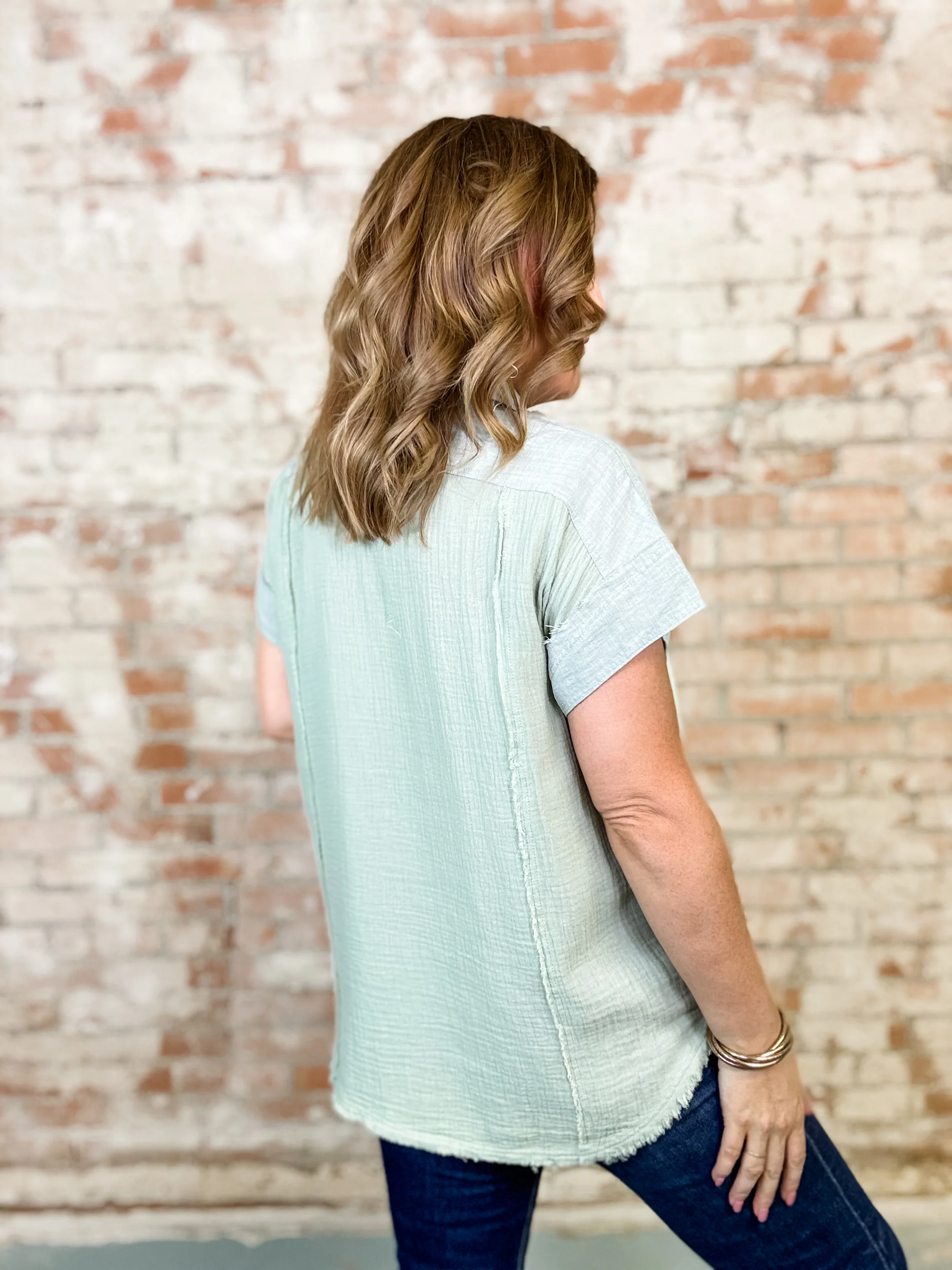 Brenda Gauze Button Front Top - Image 4