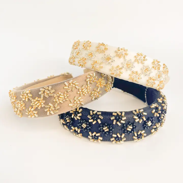 Claire Beaded Mesh Headband - Image 3