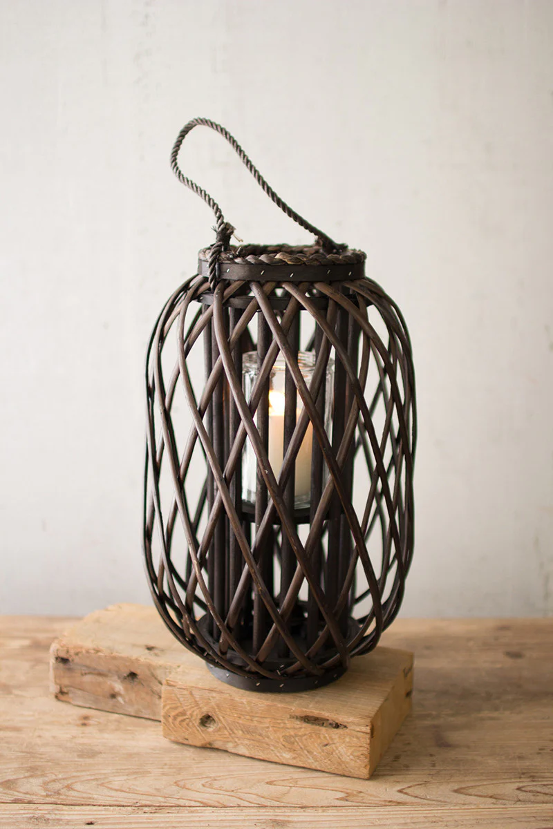 Dark Brown Willow Lantern - Image 2