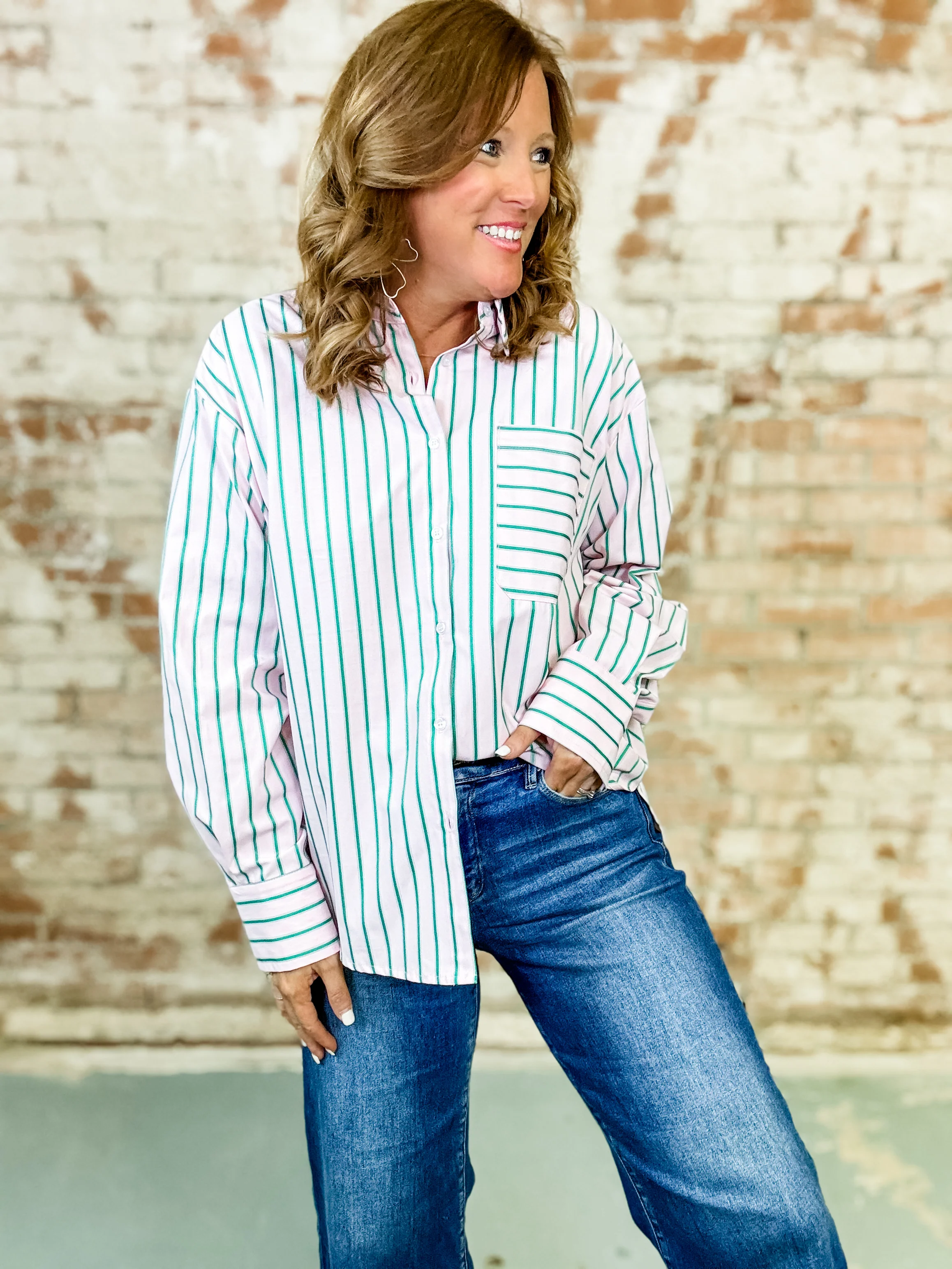 Eason Striped Button-Down Top - Image 2