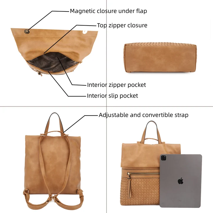 Helena Black Woven Flap Backpack - Image 5