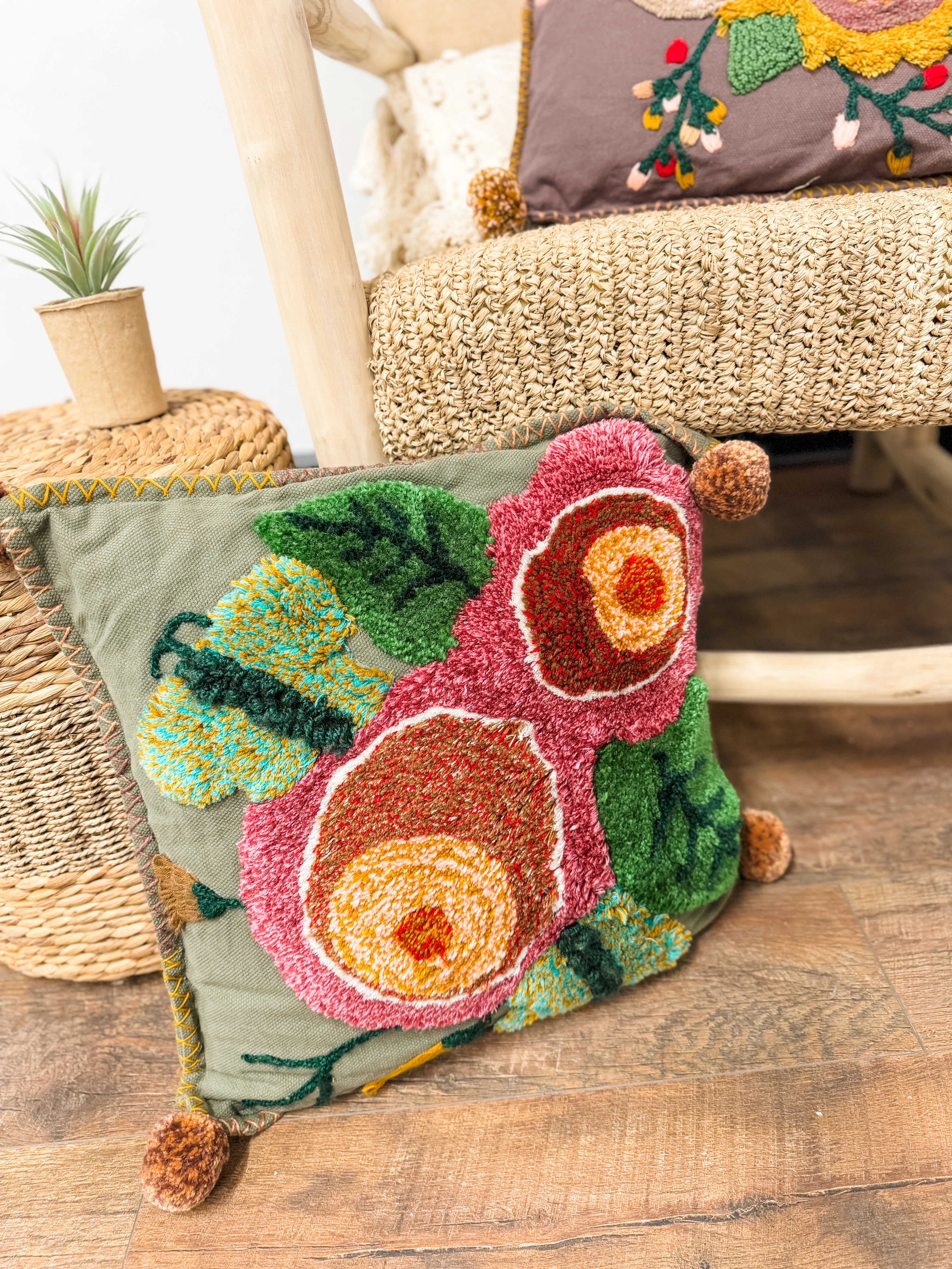 Ingrid Square Tufted Floral Pillow - Image 2