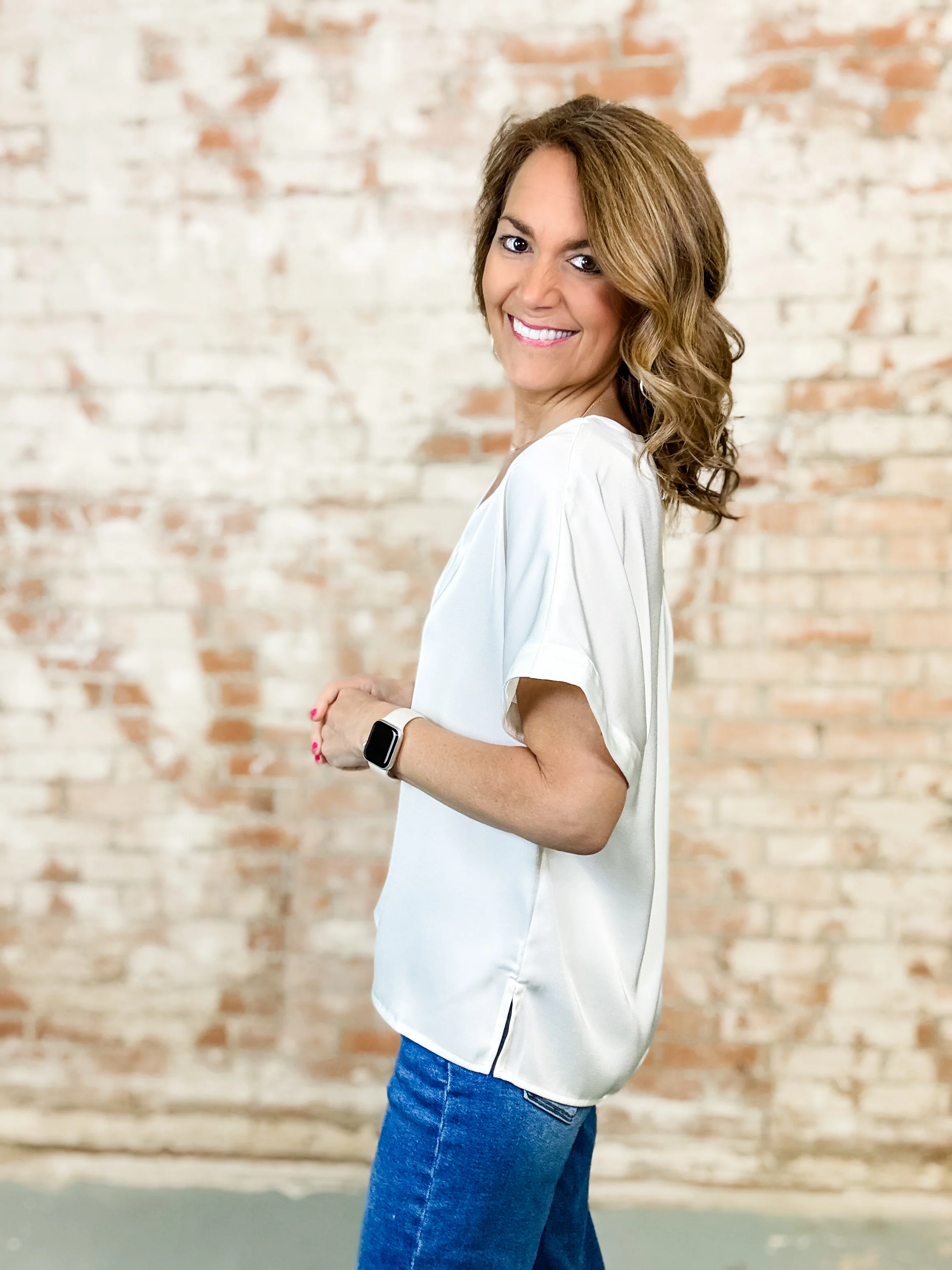 Jess White Solid Satin Top - FINAL SALE - Image 3