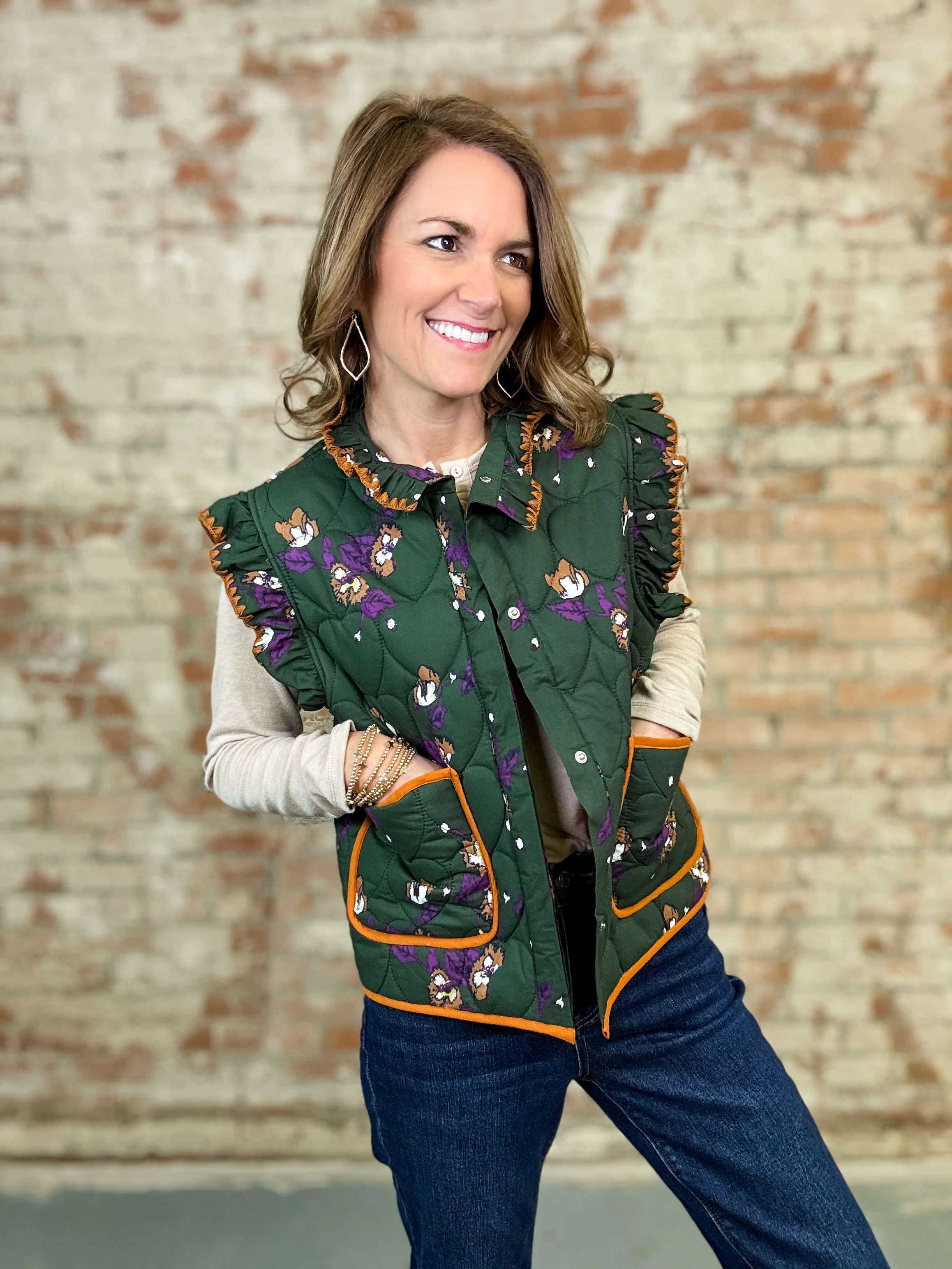 Kathie Quilted Floral Vest - Image 4