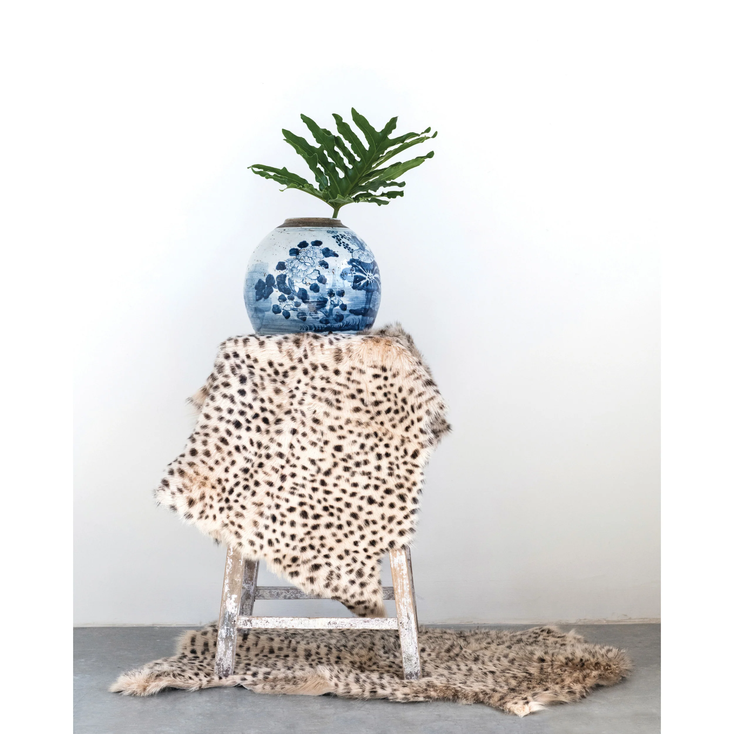 Leopard Print Goat Fur Rug - Image 2