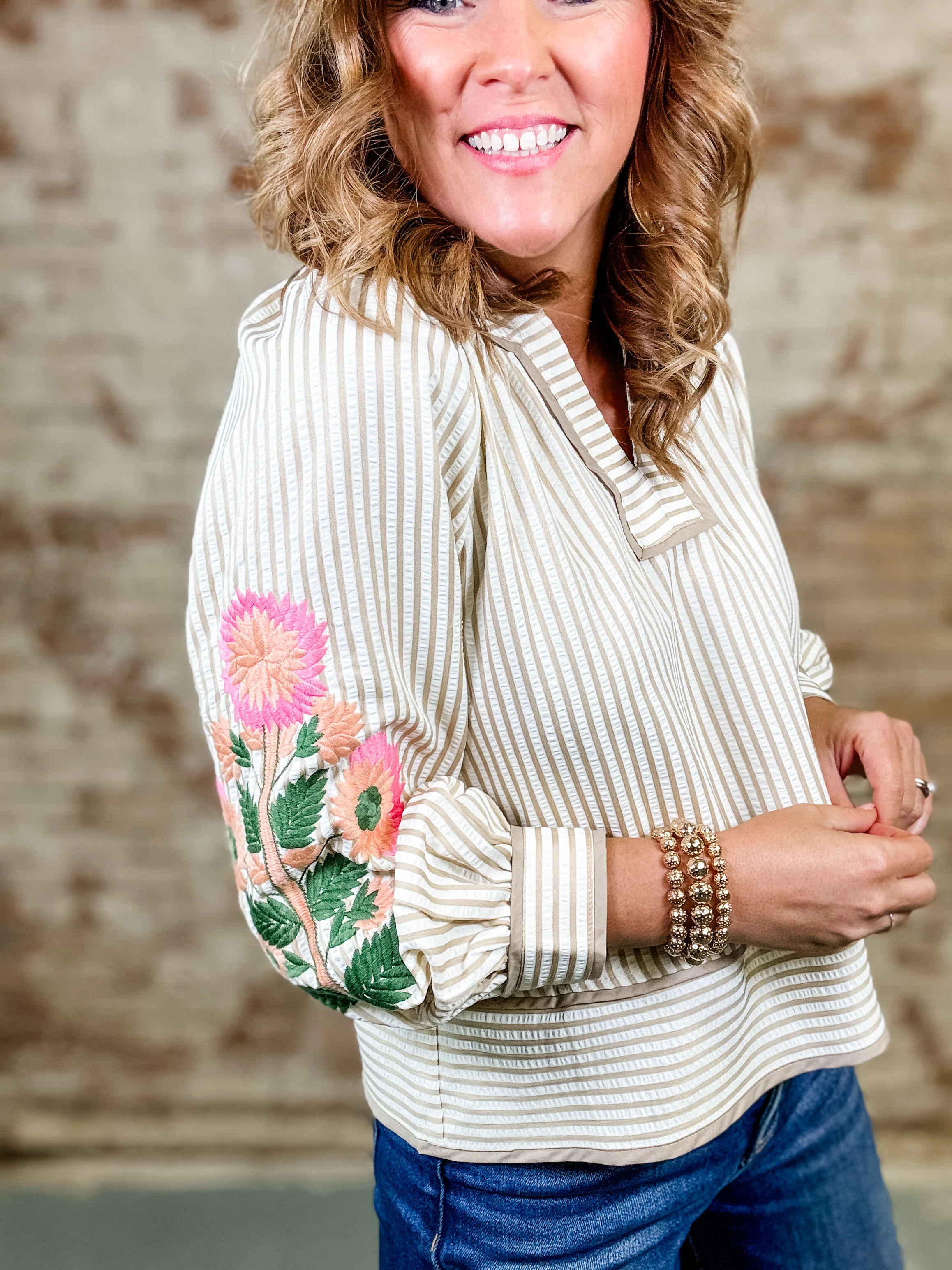 Lindy Embroidered Sleeve Top - Image 7