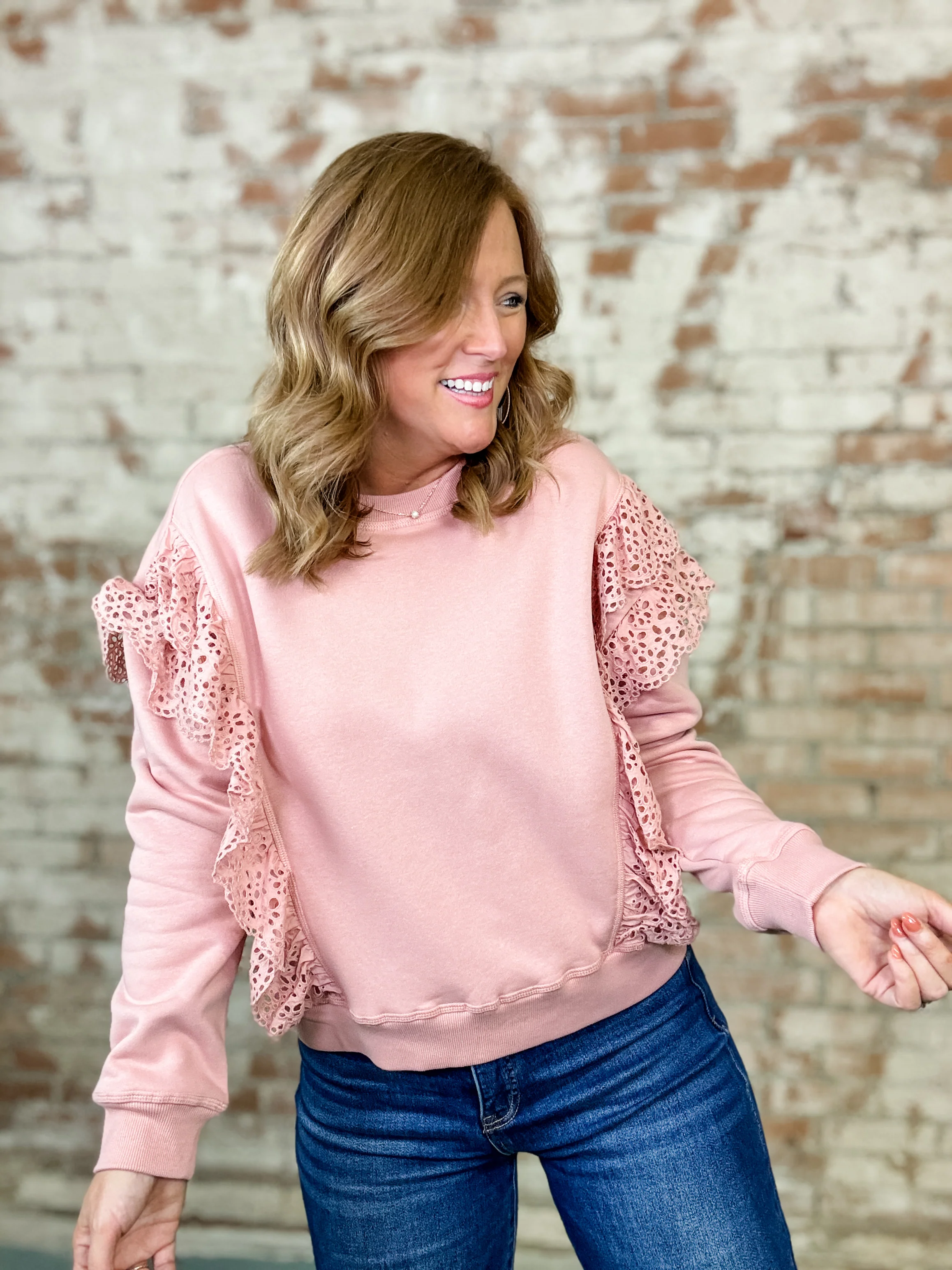 Lux Lace Trim Sweatshirt - Image 3