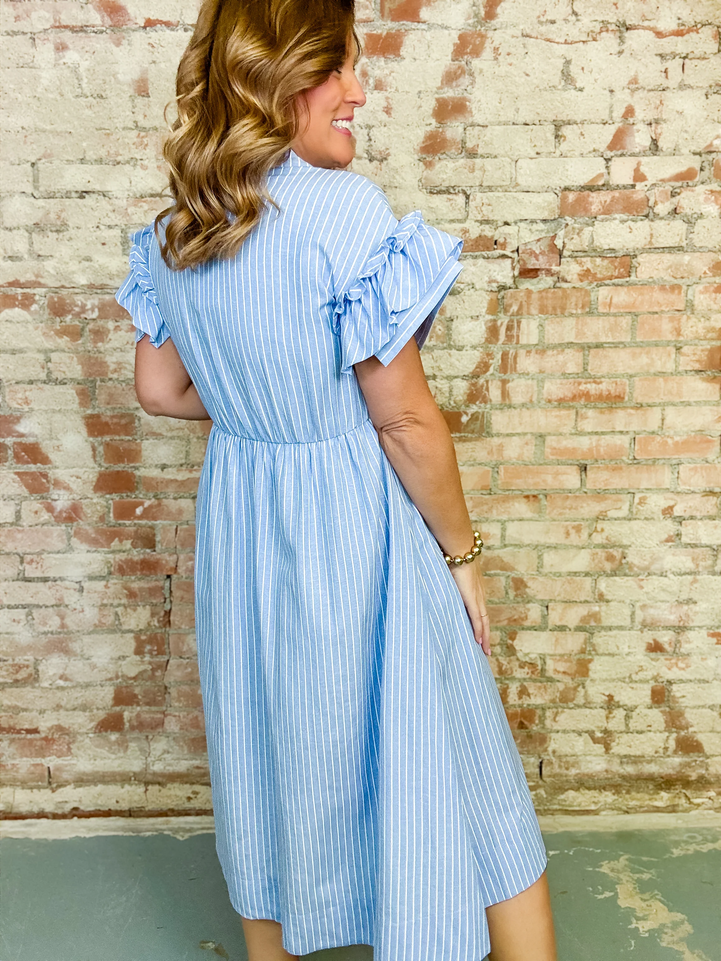 Mona Striped Midi Dress - Image 6