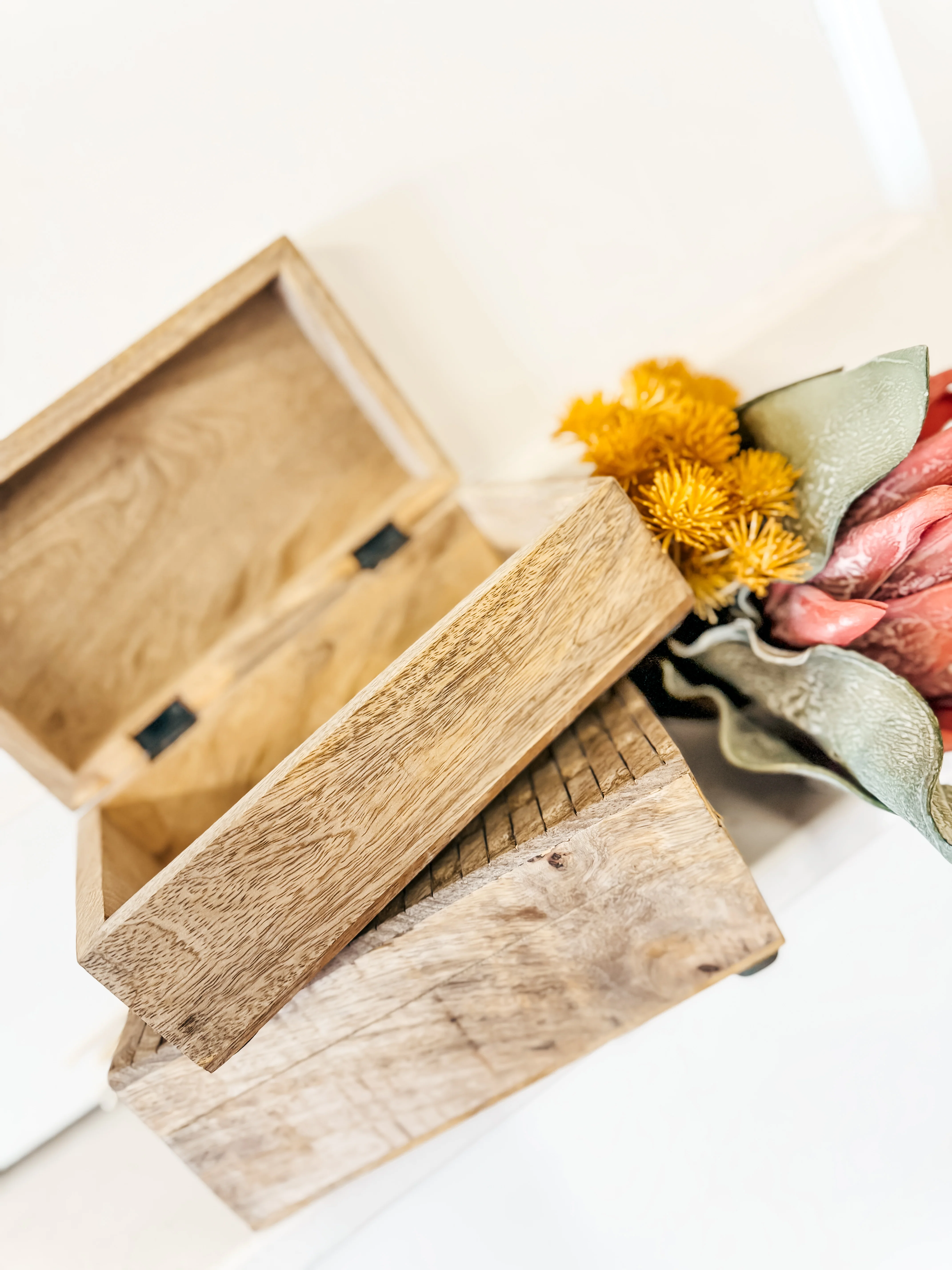 Natural Carved Wood Box - Image 6