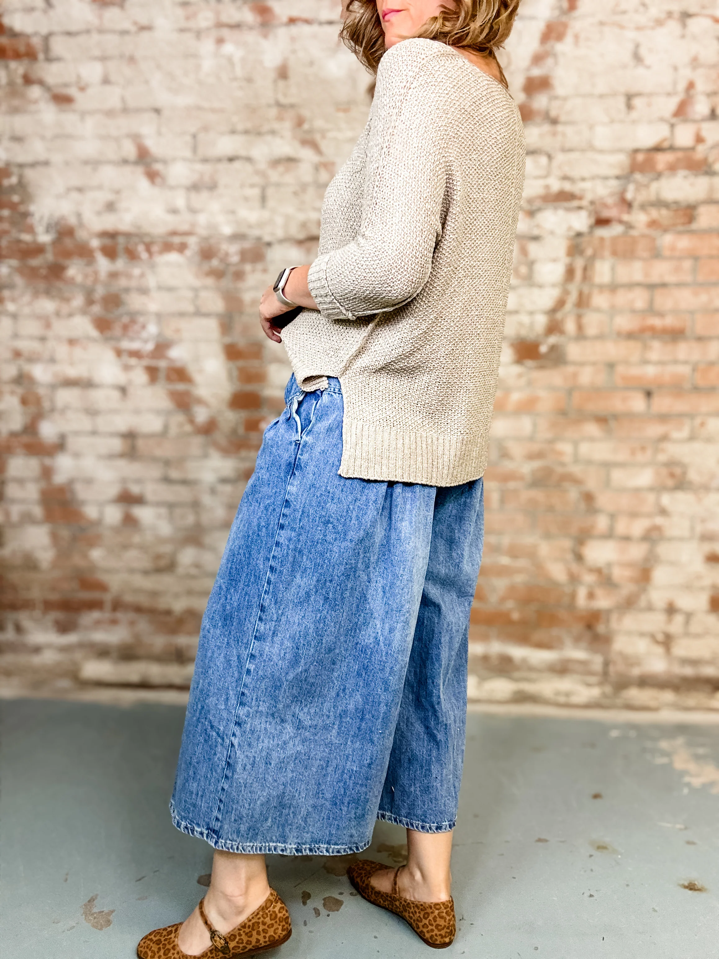 Nova Cropped Denim Culottes - Image 5