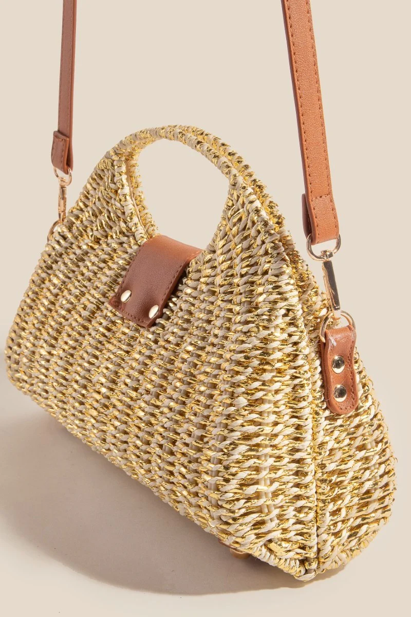 Palmetto Gold + Straw Handbag - Image 2