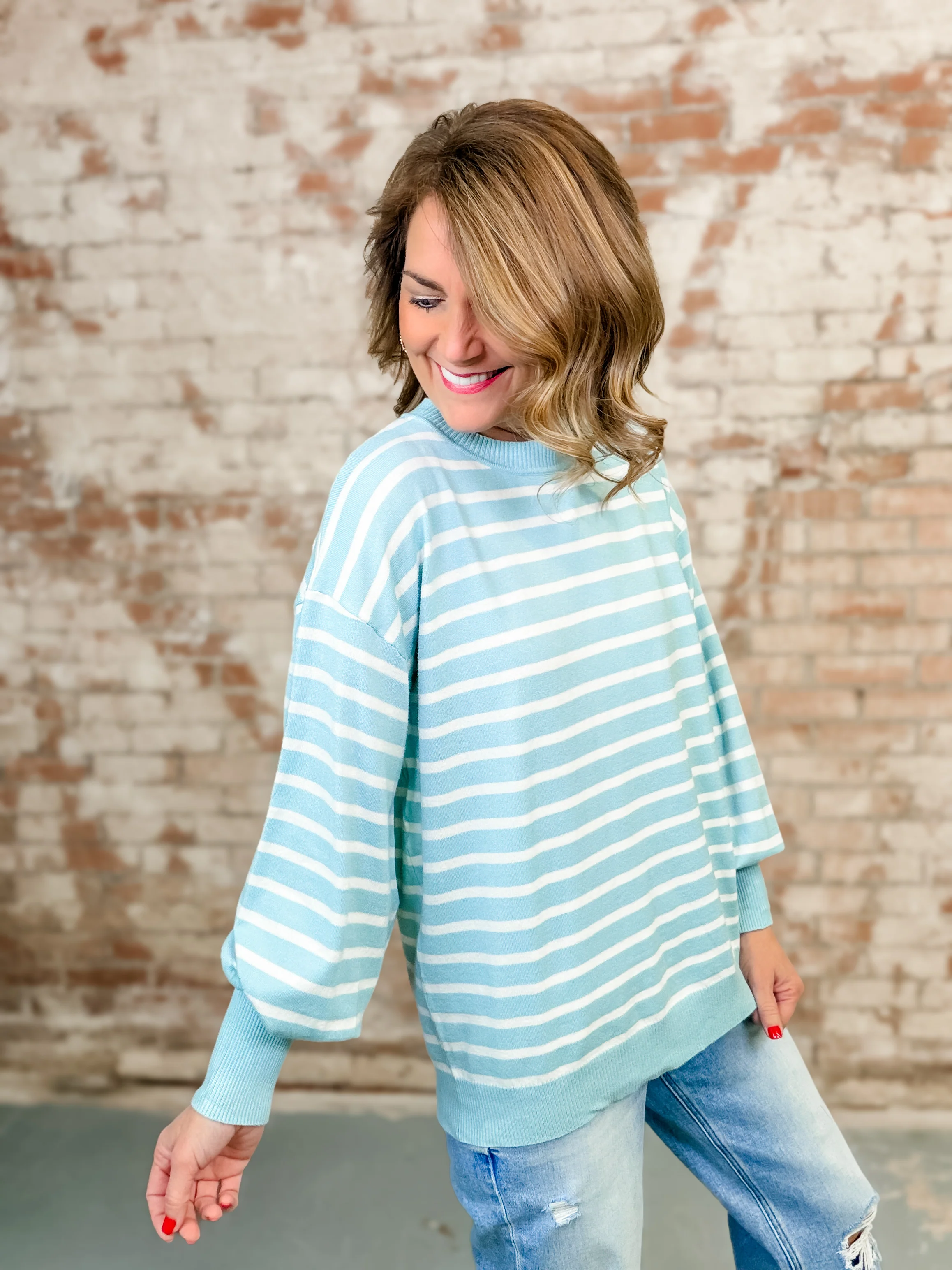 Quincy Balloon Sleeve Striped Top - Image 3