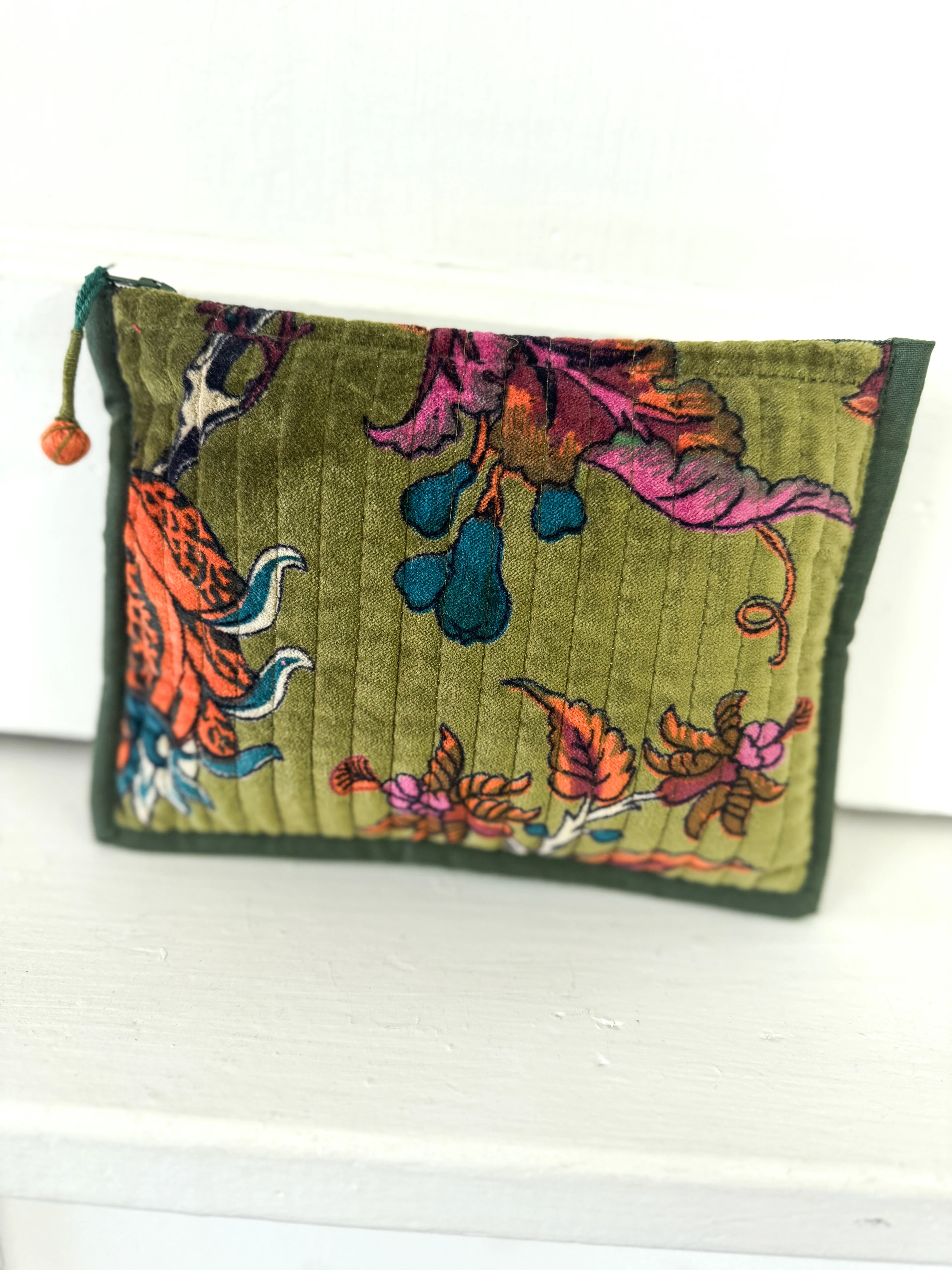 Rosalind Cotton Velvet Zipper Pouch - Image 2