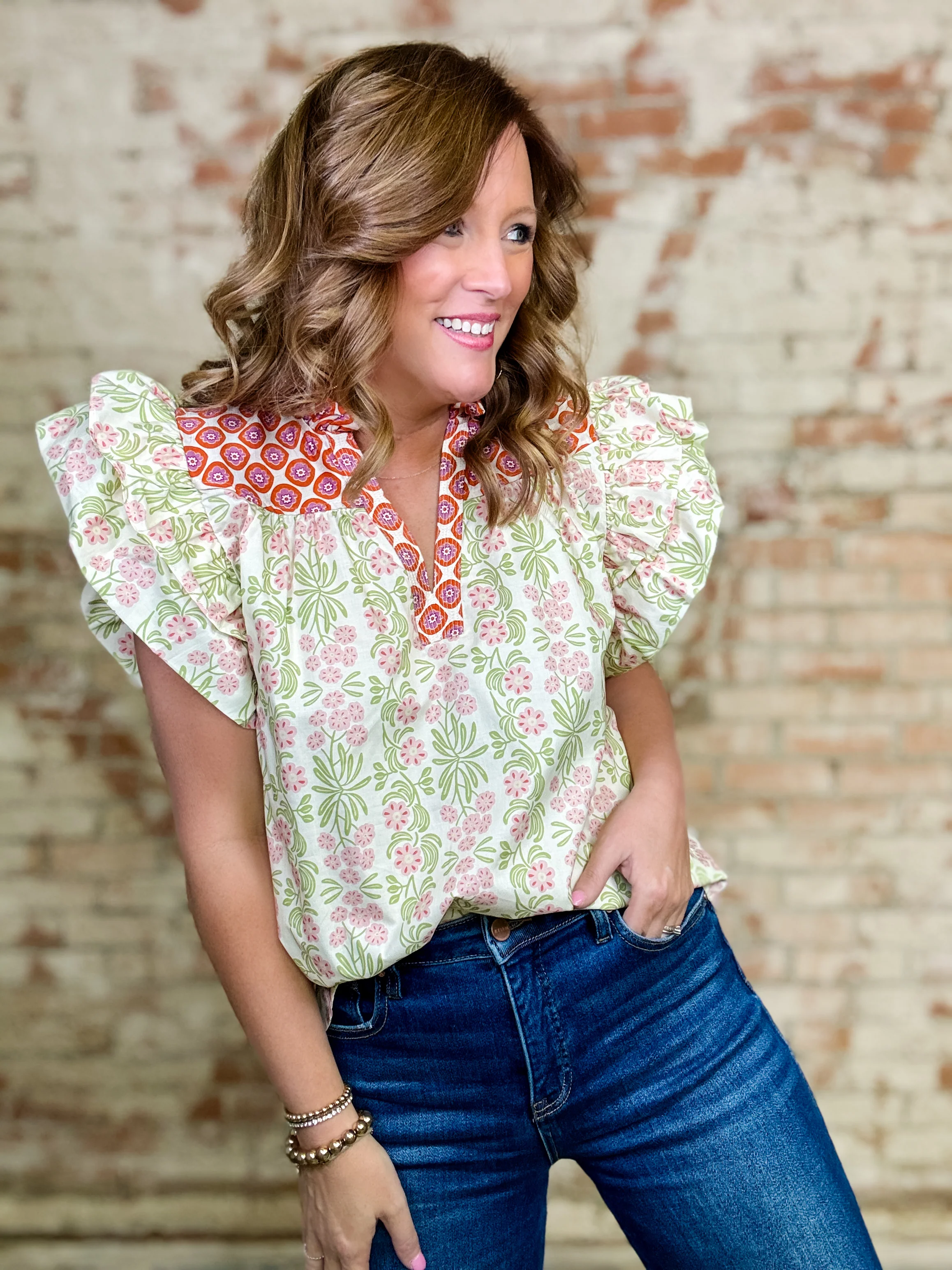 THML Acadia Ruffle Sleeve Top - Image 2