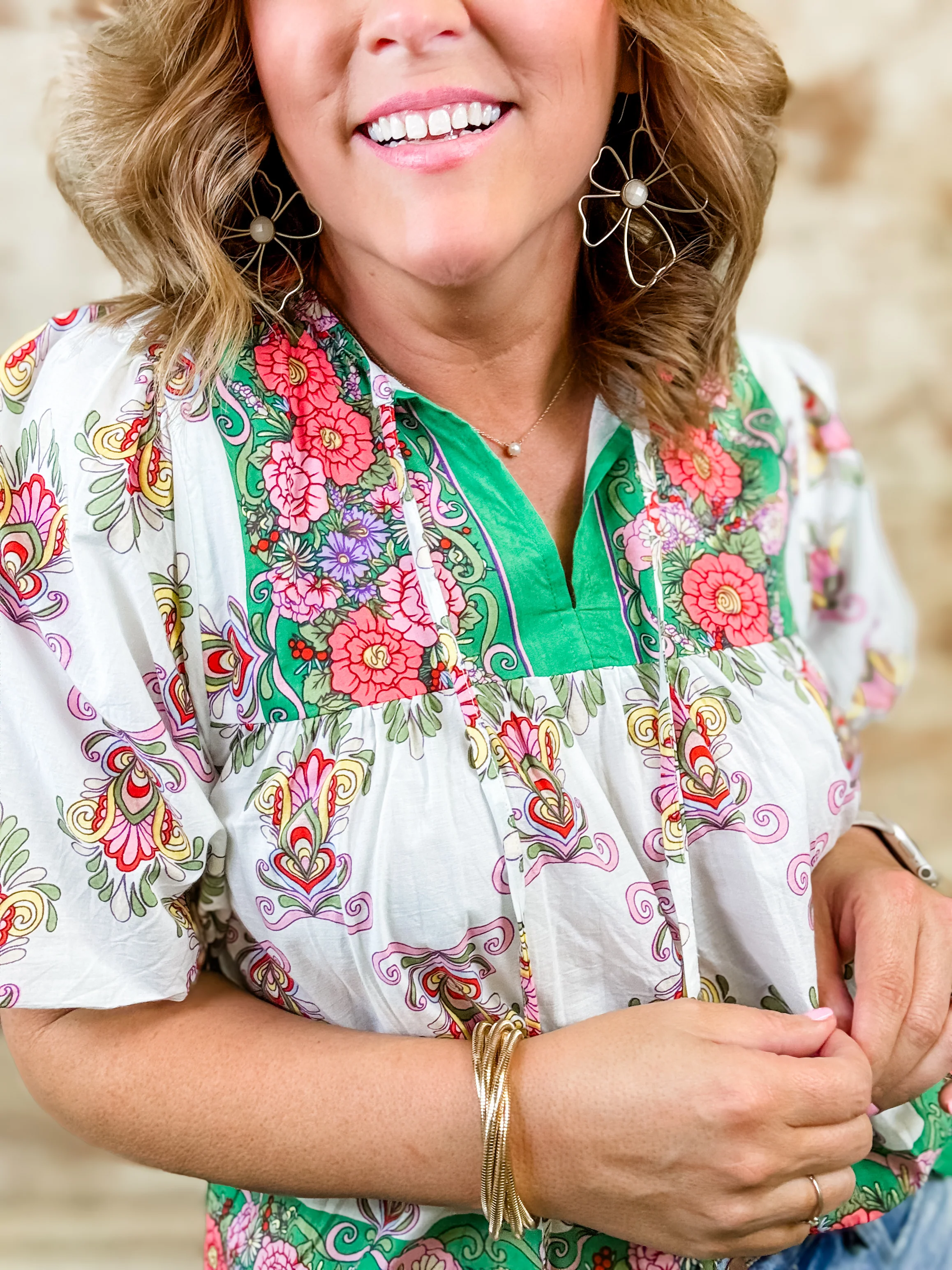 THML Bridget Mixed Print Top - FINAL SALE - Image 3