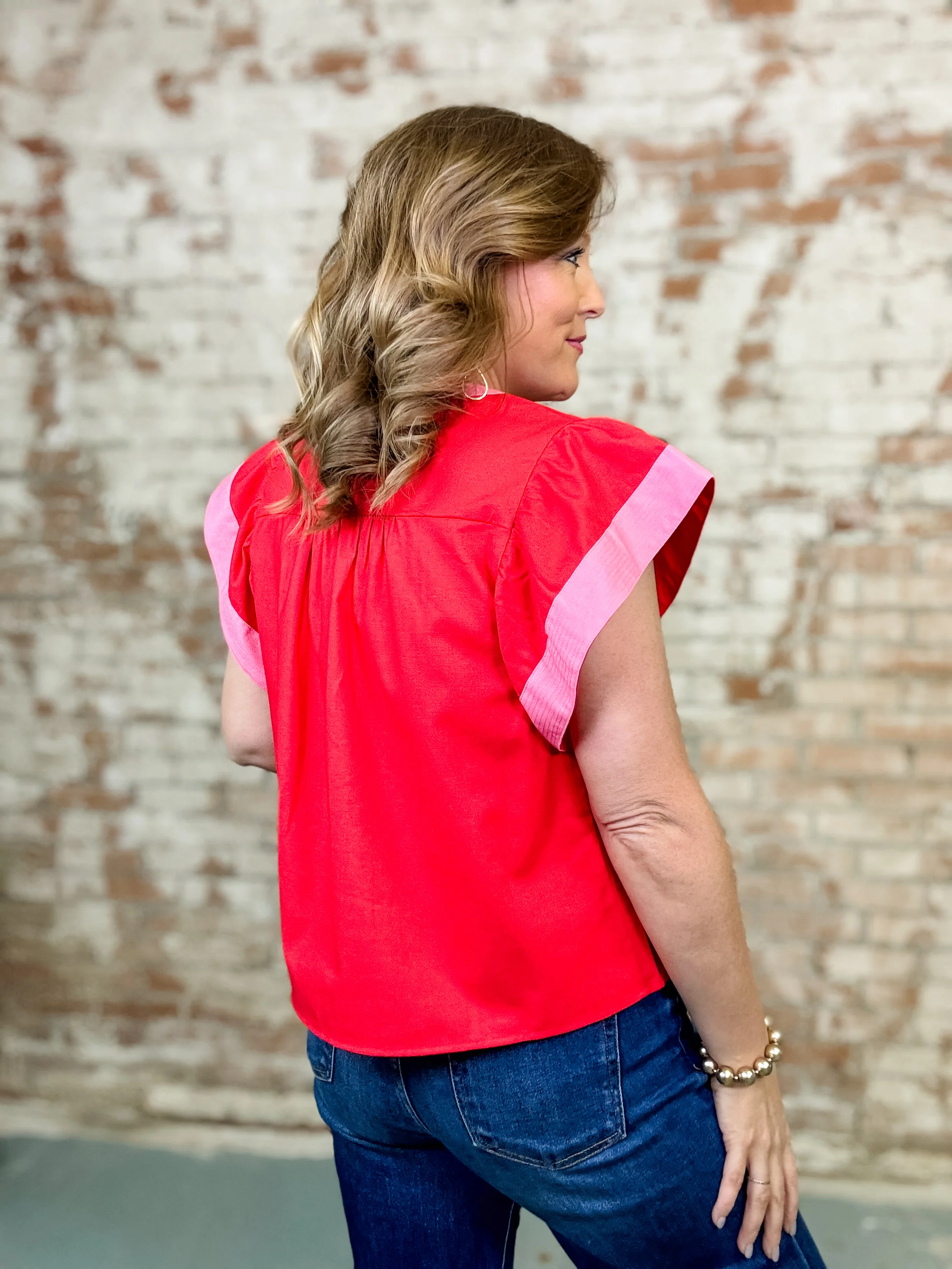 THML Cora Pink Trim Top - Image 6