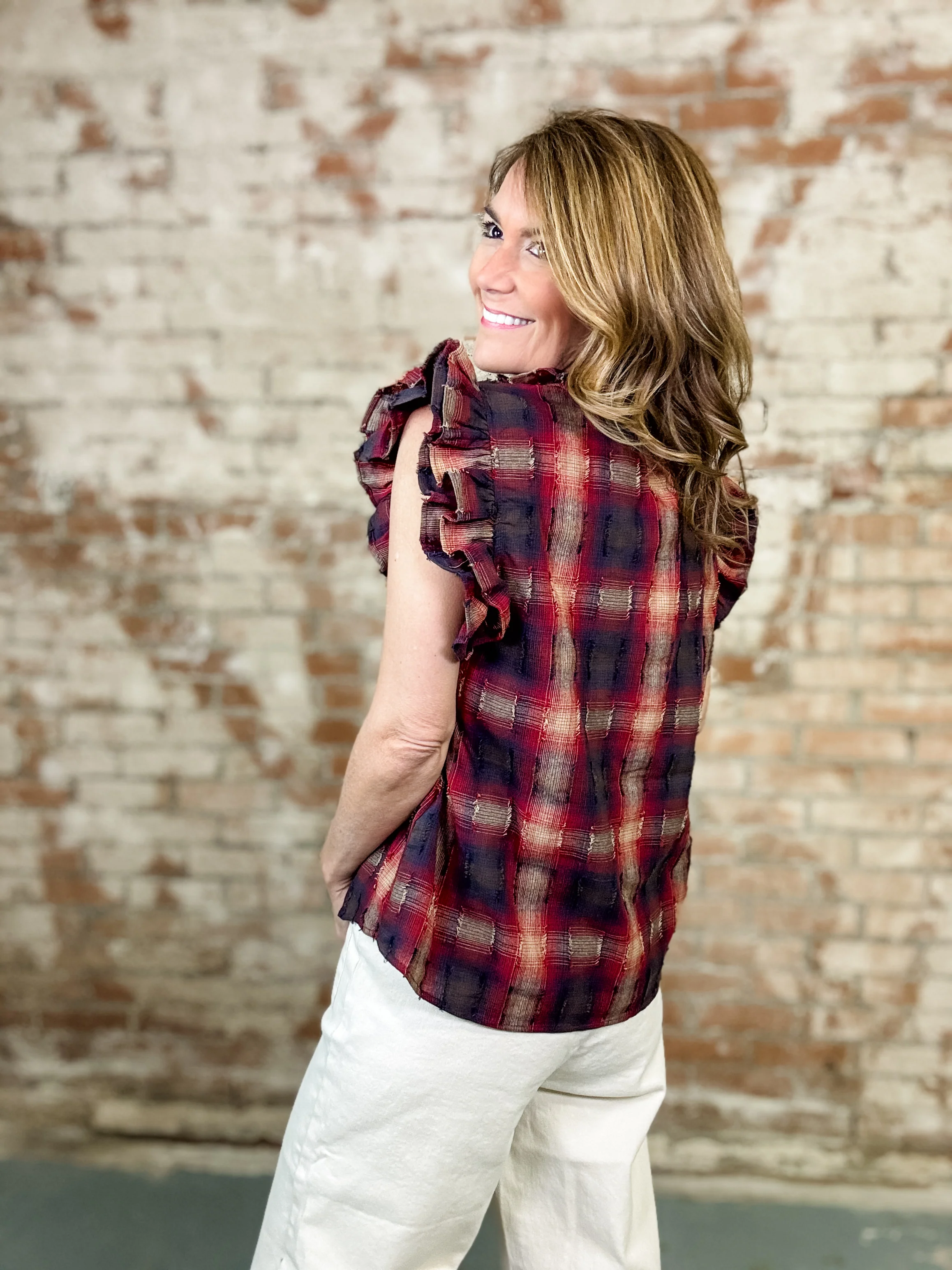 THML Sabrina Plaid Top - Image 6