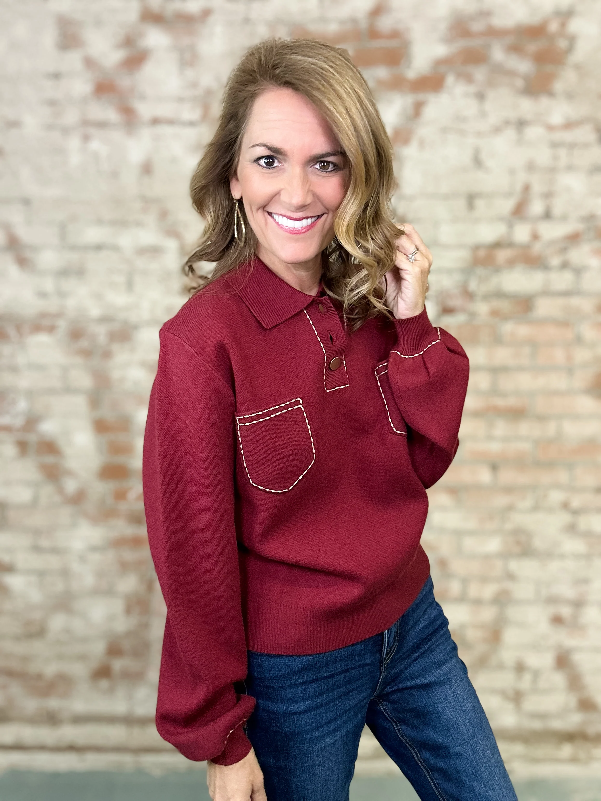 THML Terri Polo Collar Top - Image 3