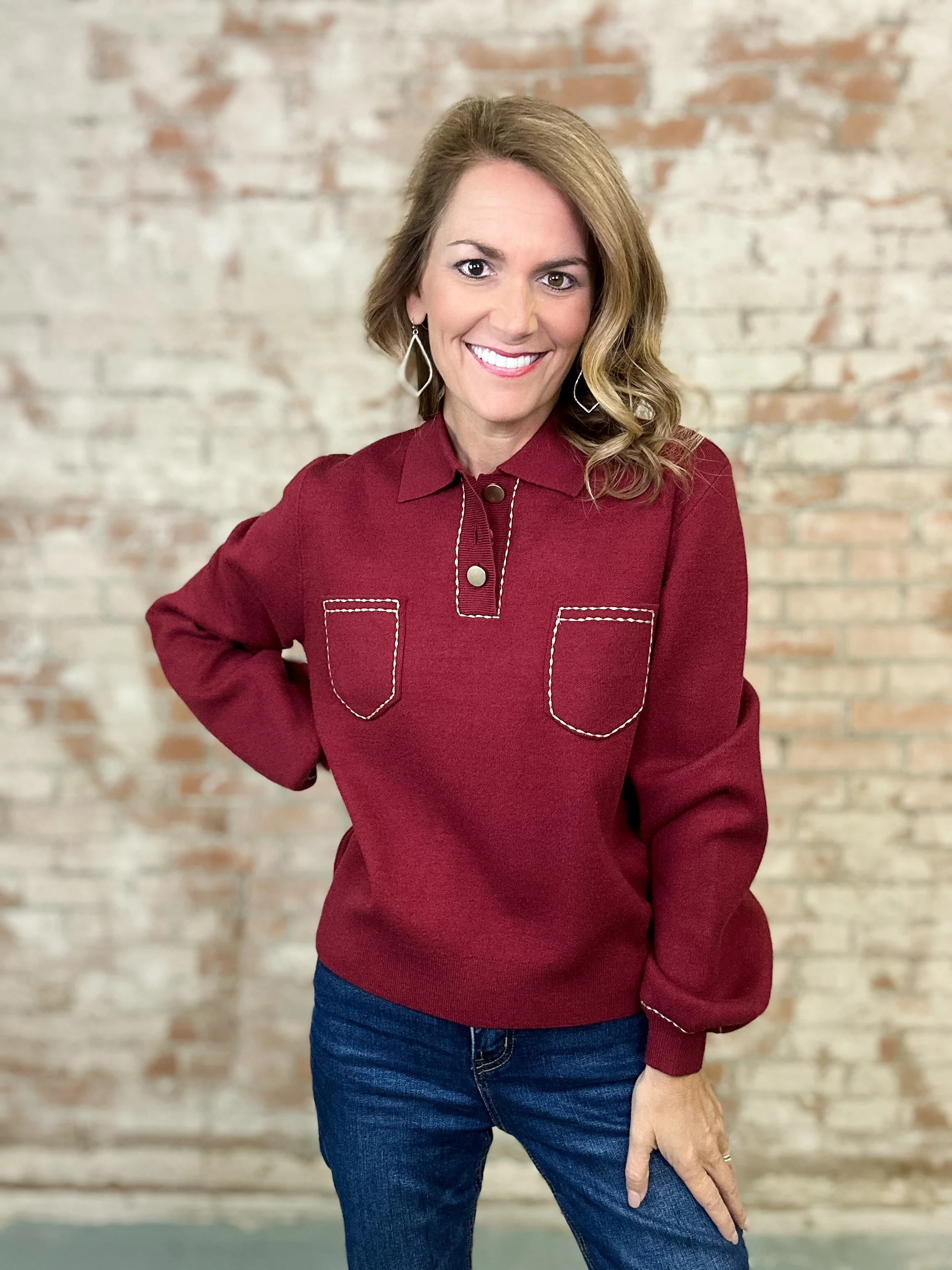 THML Terri Polo Collar Top - Image 4