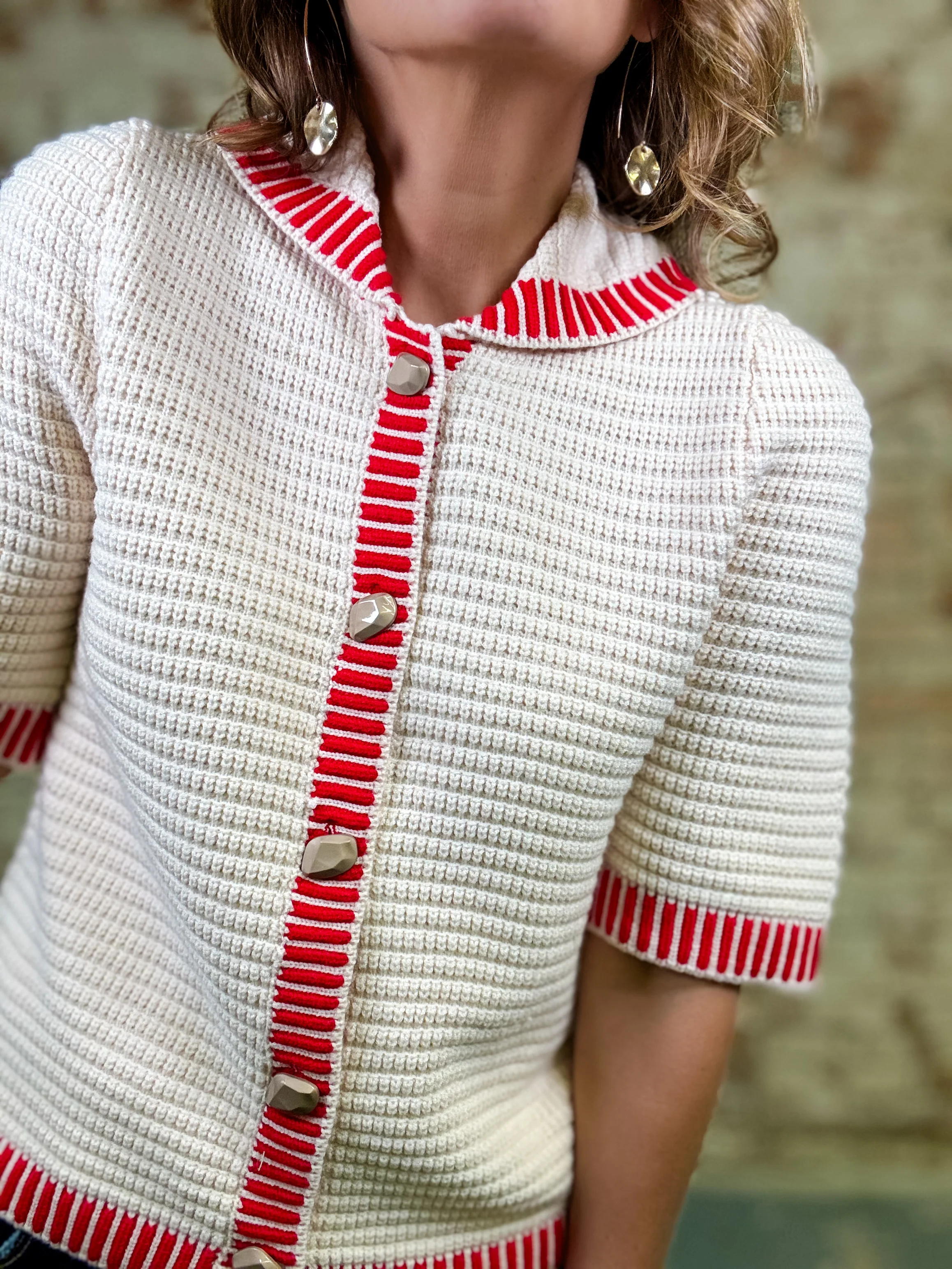 THML Tiara Button Front Knit Top - Image 2